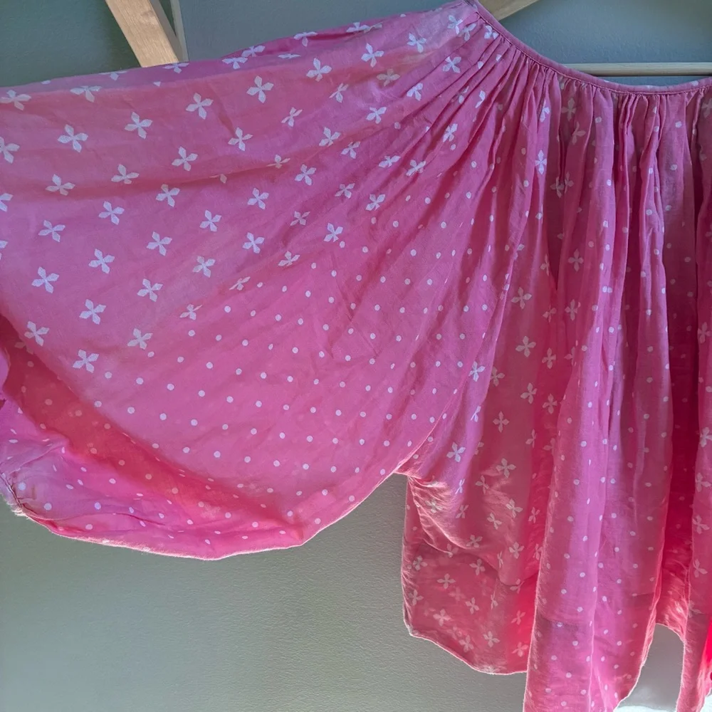 Pink Patterned Women's Boho Blouse - Picture 3 of 6